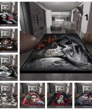 Gothic Totenkopf Mädchen Teppich für Wohnzimmer Deko