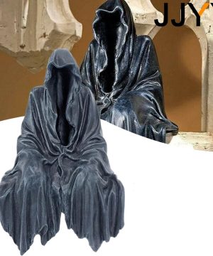 Gothic Dekofigur Sitzende Sensenmann Statue Aus Harz Grey Plastic Unisex