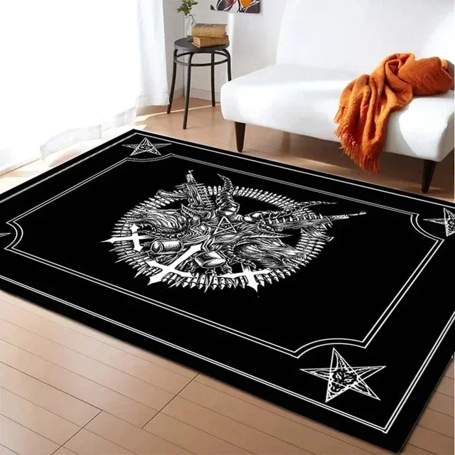 Gothic Badteppich mit Satan Ziege – Weiche Wohnzimmermatte – Bild 7