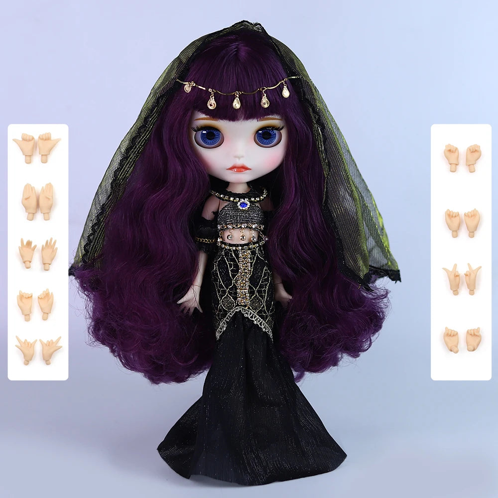 Gothic Blythe Puppe 30cm mit Zähnen, weiße Haut, BJD Set – Bild 9