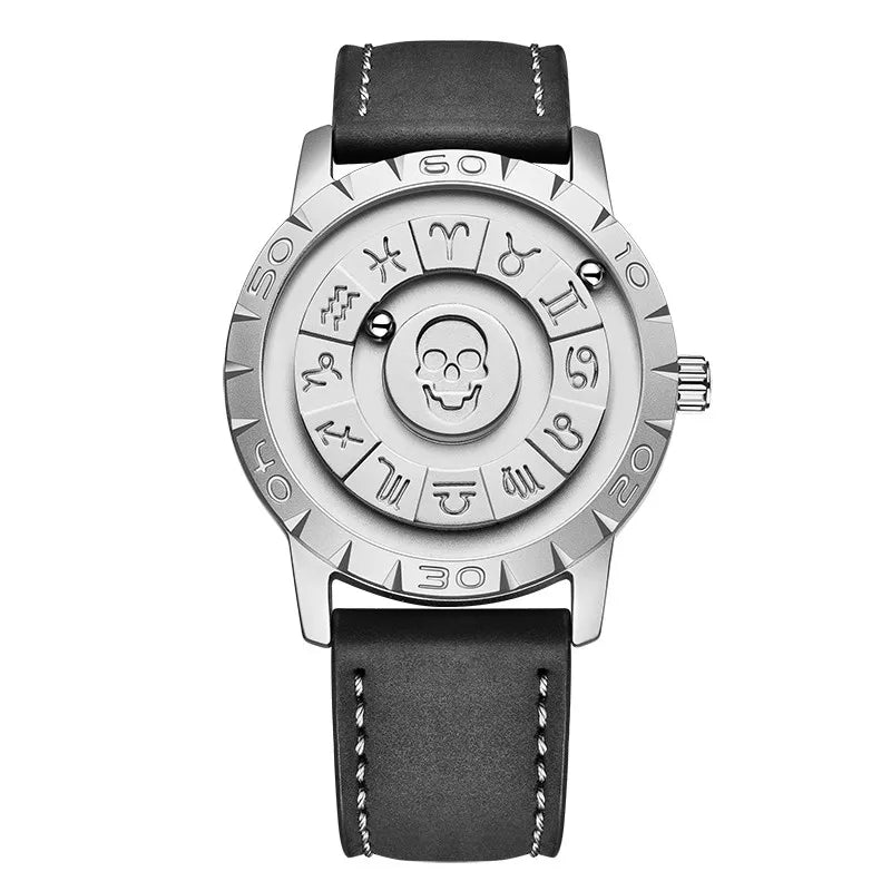 Gothic Herrenarmbanduhr mit Magnetzeiger und Lederband – Bild 18