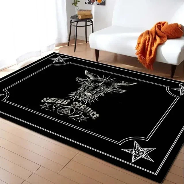 Gothic Badteppich mit Satan Ziege – Weiche Wohnzimmermatte – Bild 8