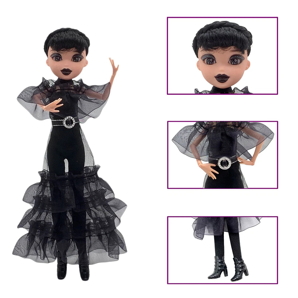 Gothic Wednesday Addams Puppe 30cm BJD Dekofigur Kinder – Bild 2