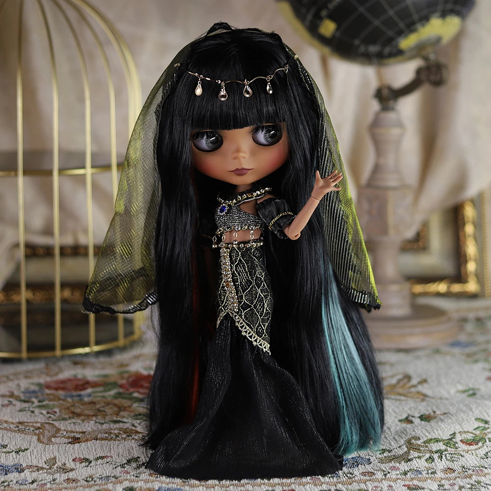 Gothic Blythe Puppe 30cm mit Schlafaugen und Gelenken – Bild 2