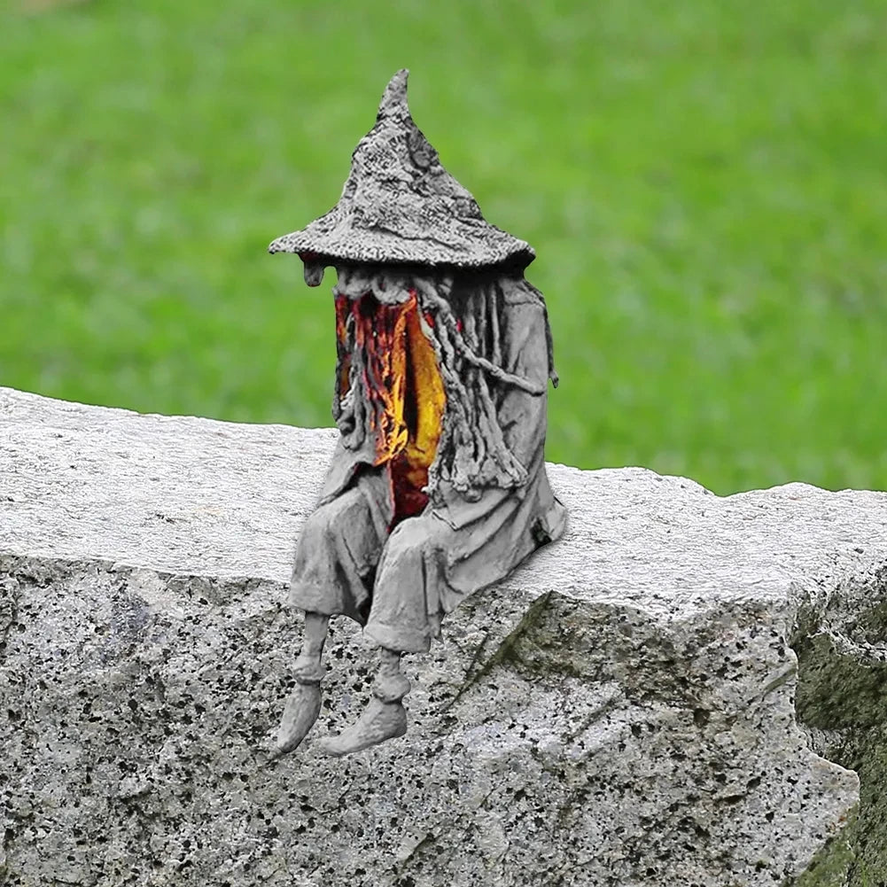 Gothic Solar Gartenleuchte Hexe Resin Deko Figur Außen – Bild 4