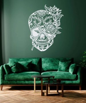 Gothic Totenkopf Wandtattoo – Abnehmbare Vinyl-Dekoration