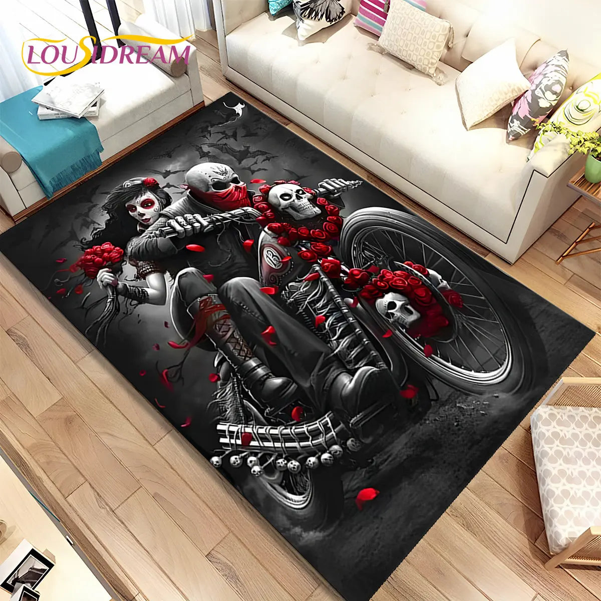 Gothic Horror Totenkopf Teppich für Wohnzimmer & Sofa – Bild 28