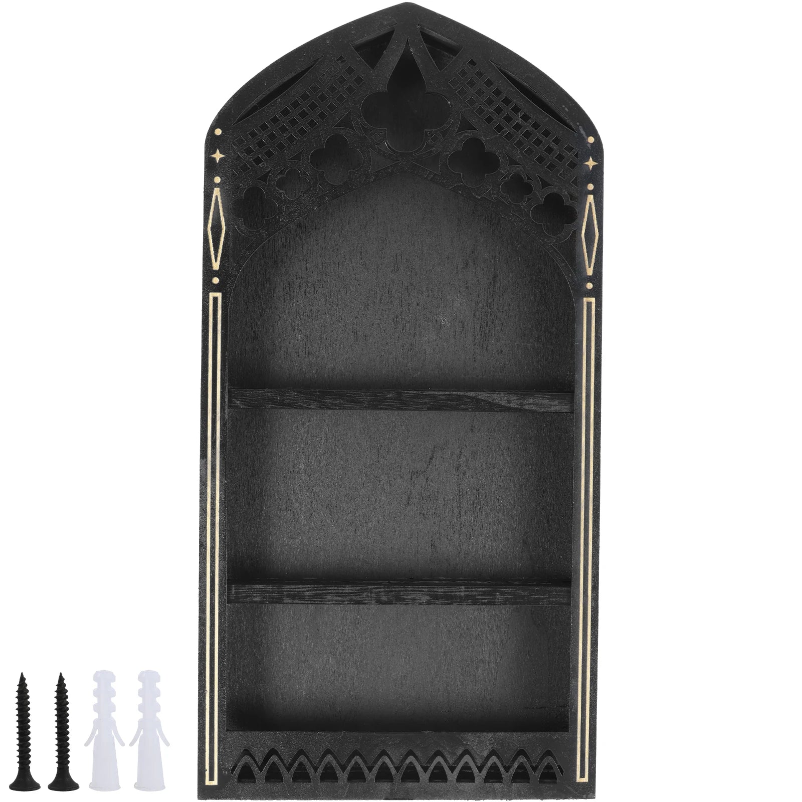 Gothic Wandregal aus Holz im Kirchenfenster-Design – Bild 7
