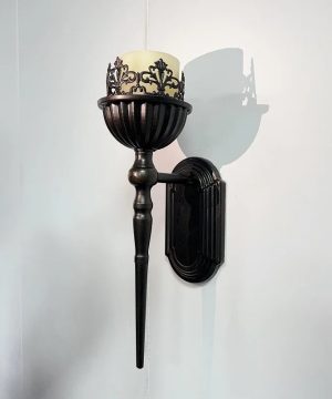Gothic Wandkerzenhalter aus Eisen – Retro Deko Schwarz