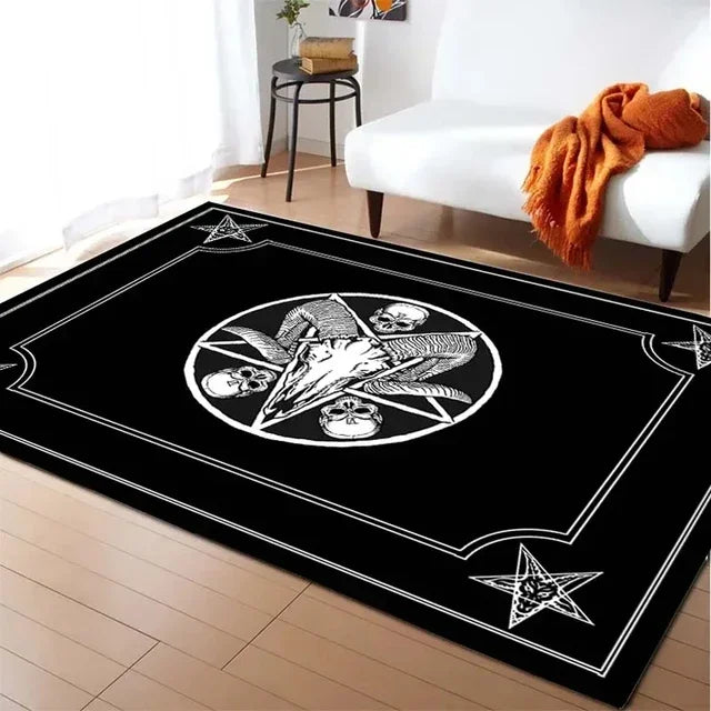 Gothic Badteppich mit Satan Ziege – Weiche Wohnzimmermatte – Bild 3