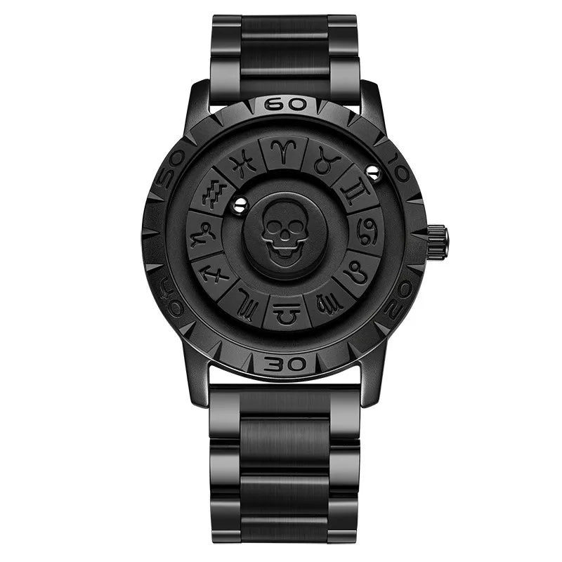Gothic Herrenarmbanduhr mit Magnetzeiger und Lederband – Bild 13