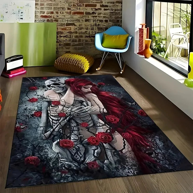 Gotische Halloween-Schädelteppich für Wohnzimmer Deko – Bild 5