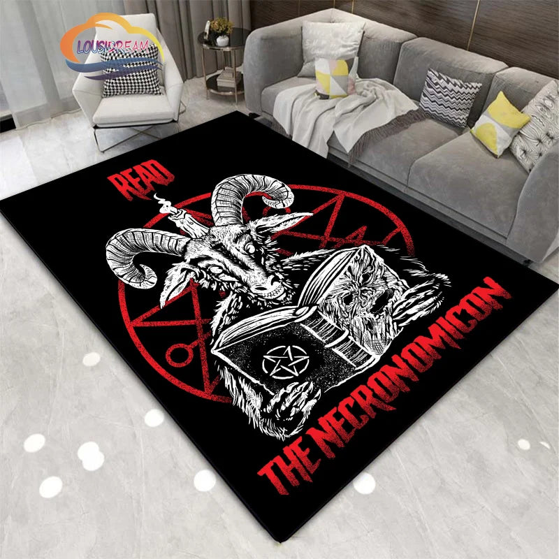 Gothic Teppich mit satanischem Schädel & Pentagramm Design – Bild 15