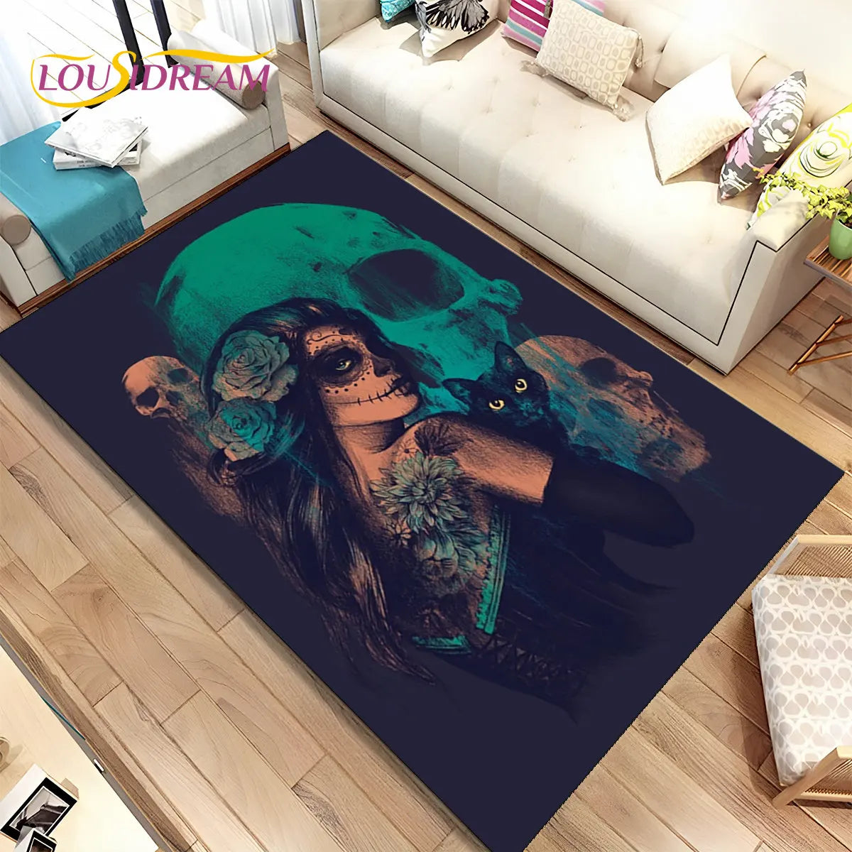 Gothic Horror Totenkopf Teppich für Wohnzimmer & Sofa – Bild 30
