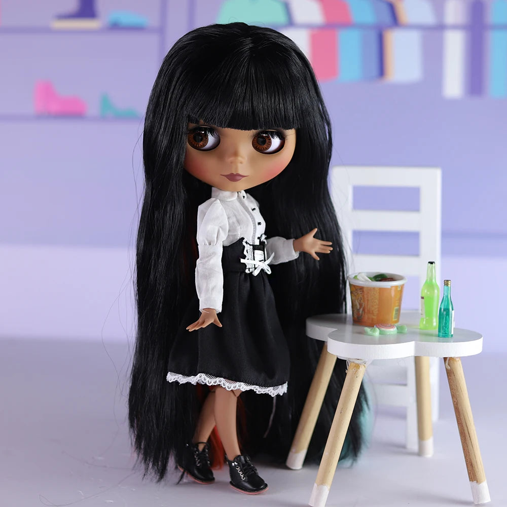 Gothic Blythe Puppe 30cm mit Schlafaugen und Gelenken