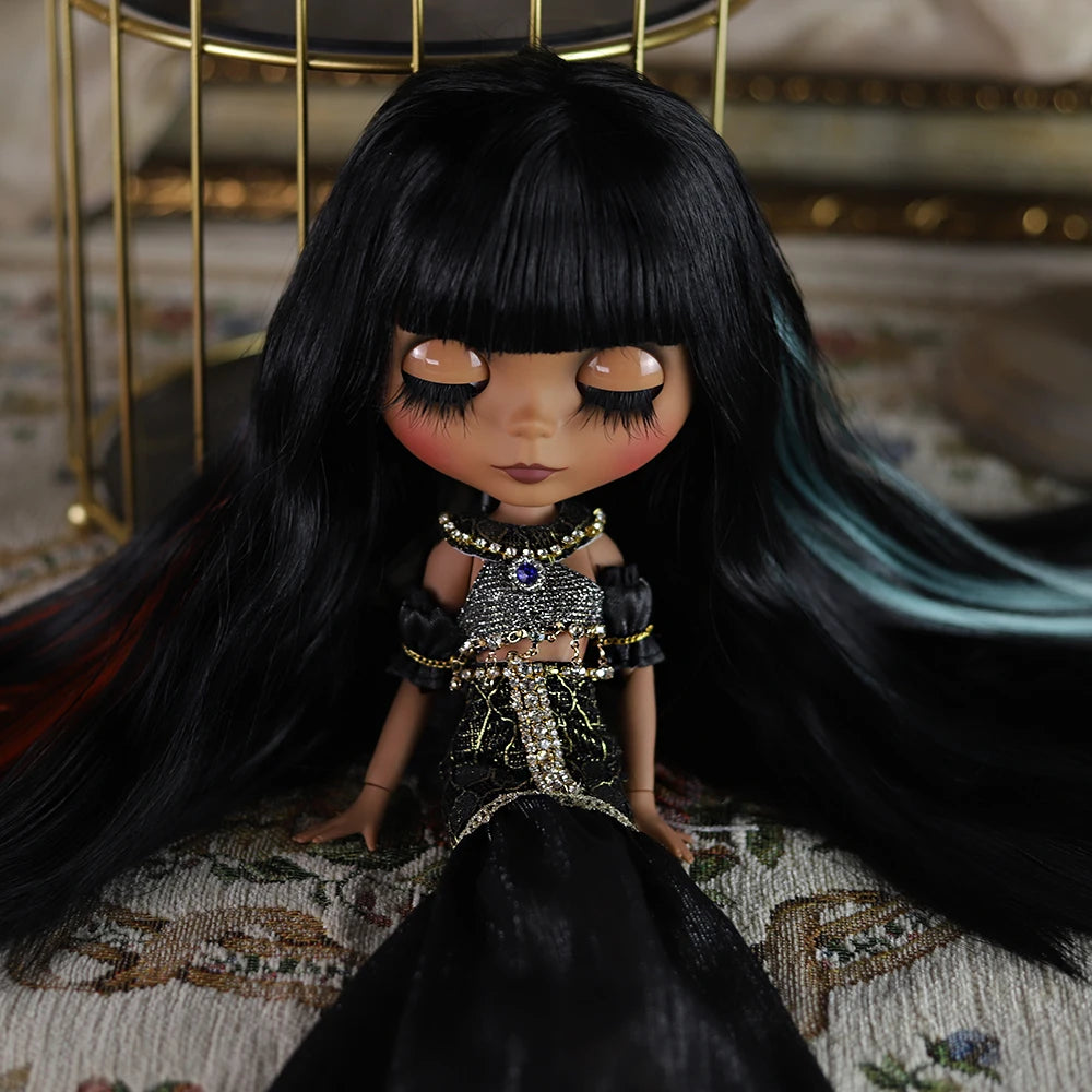 Gothic Blythe Puppe 30cm mit Schlafaugen und Gelenken – Bild 3