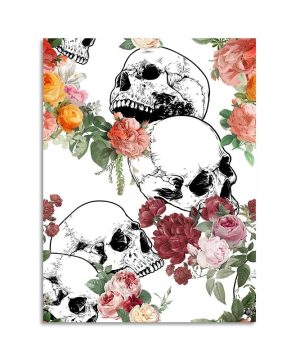 Gothic Sugar Skull Tapete abziehbar Schwarz Weiß Deko