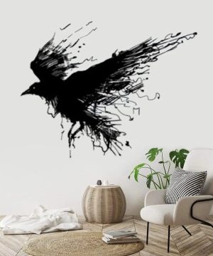 Gothic Wandsticker mit Raben – Naturdeko fürs Wohnzimmer