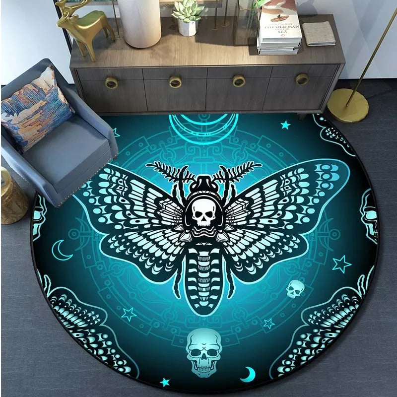 Gothic Totenkopf & Death Moth Teppich für Wohnzimmer – Bild 5