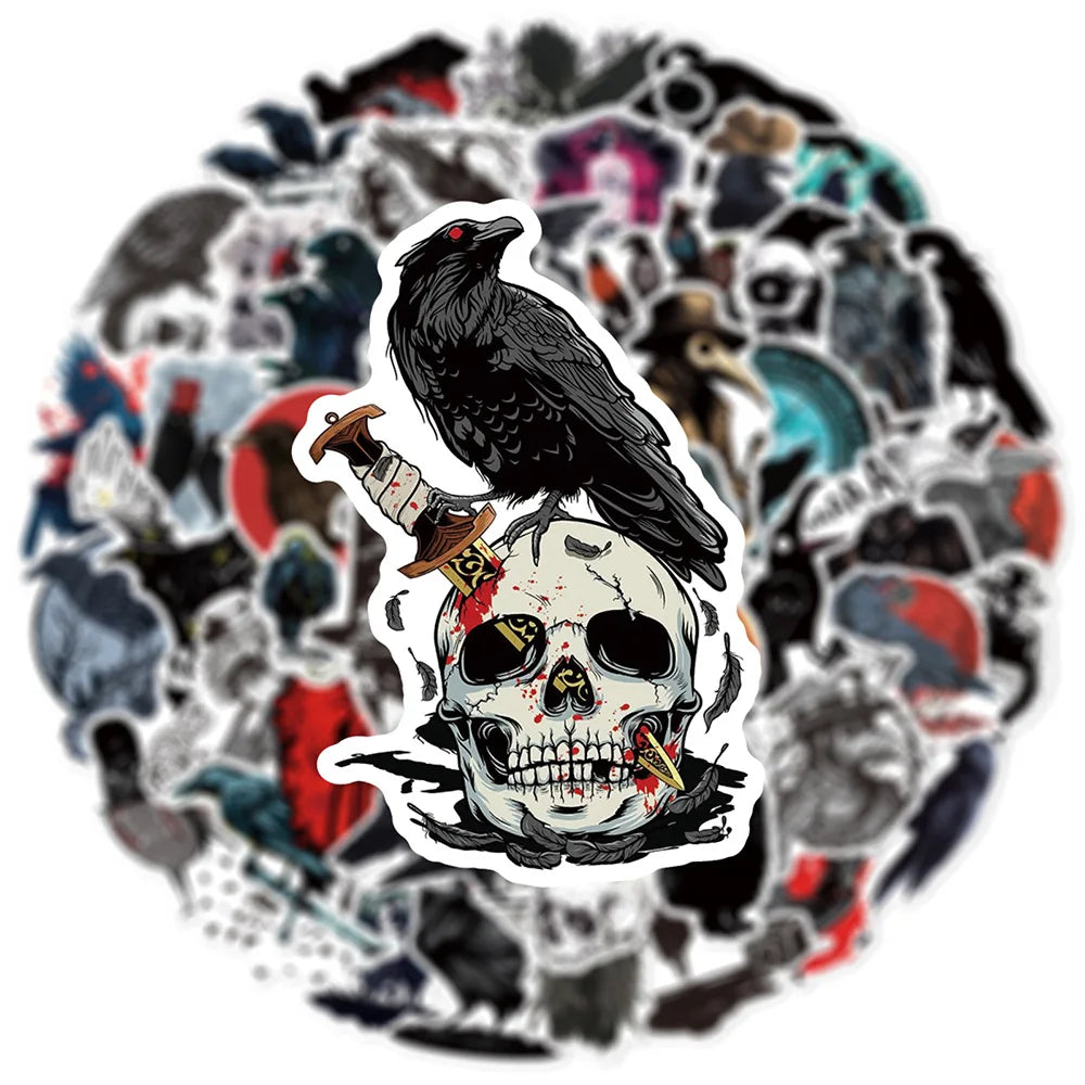50 Stück Gothic Horror Krähe Sticker für Laptop & Handy – Bild 4