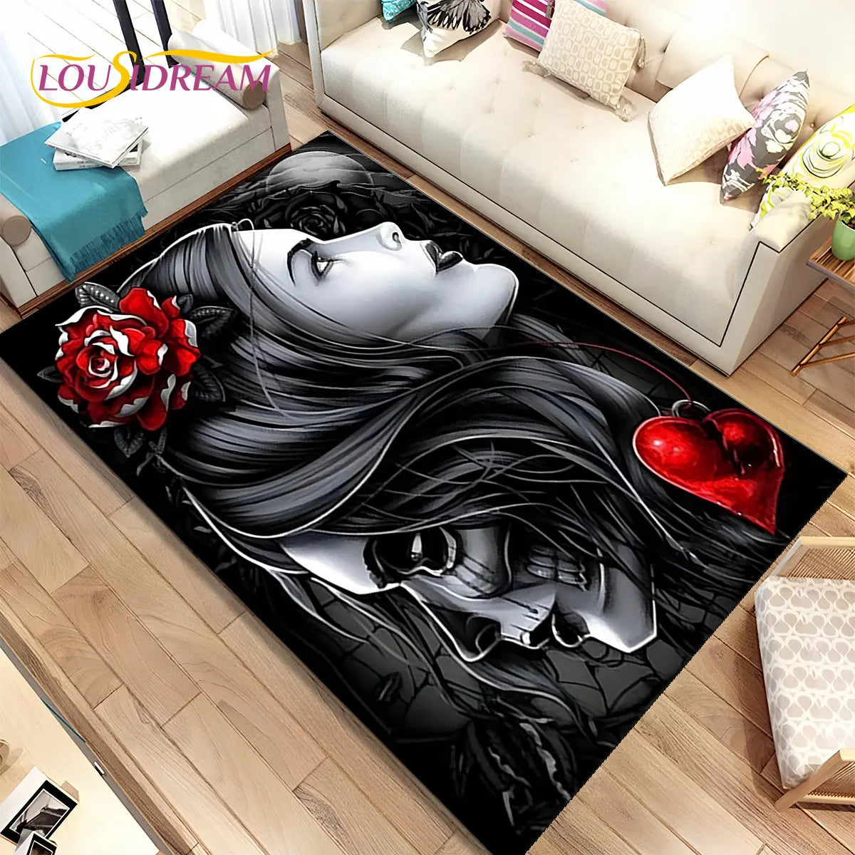 Gothic Horror Totenkopf Teppich für Wohnzimmer & Sofa – Bild 11