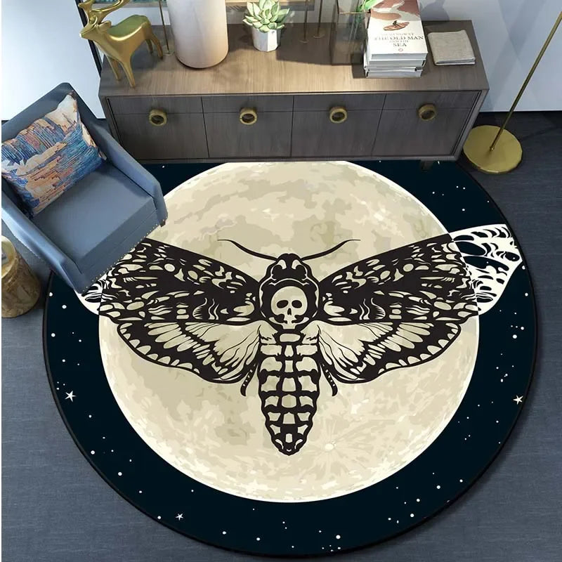 Gothic Totenkopf & Death Moth Teppich für Wohnzimmer – Bild 4