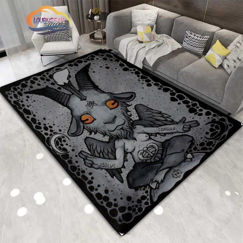 Gothic Teppich mit satanischem Schädel & Pentagramm Design – Bild 6