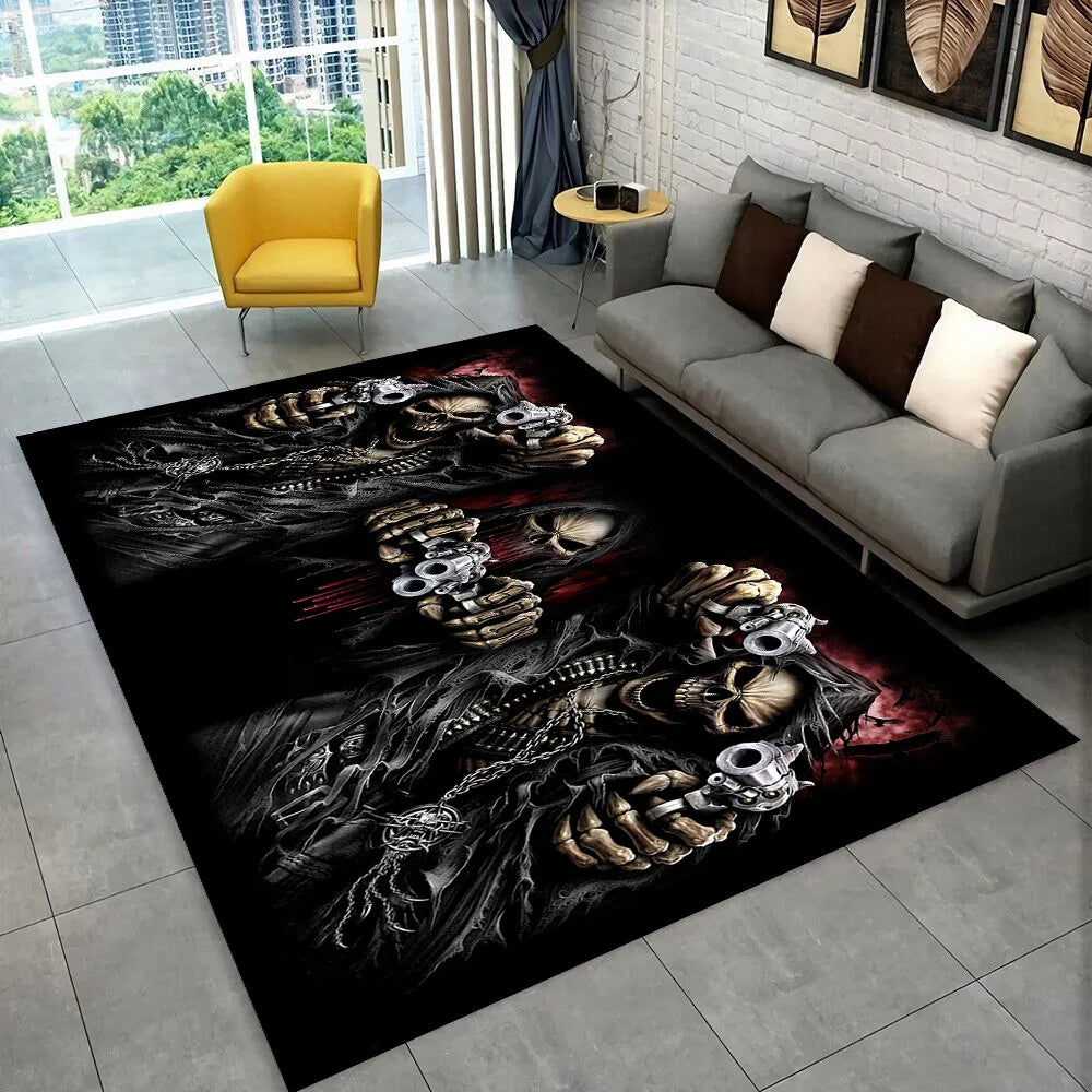 Gothic Totenkopf Teppich – Rutschfeste Grusel-Deko Matte – Bild 27