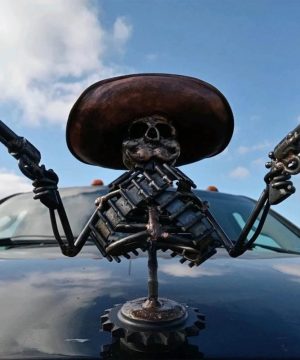 Gothic Skeleton Gunslinger Dekofigur Fuer Halloween Party Black Plastic Unisex