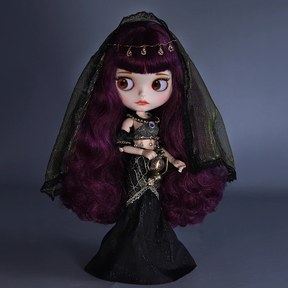 Gothic Blythe Puppe 30cm mit Zähnen, weiße Haut, BJD Set – Bild 4