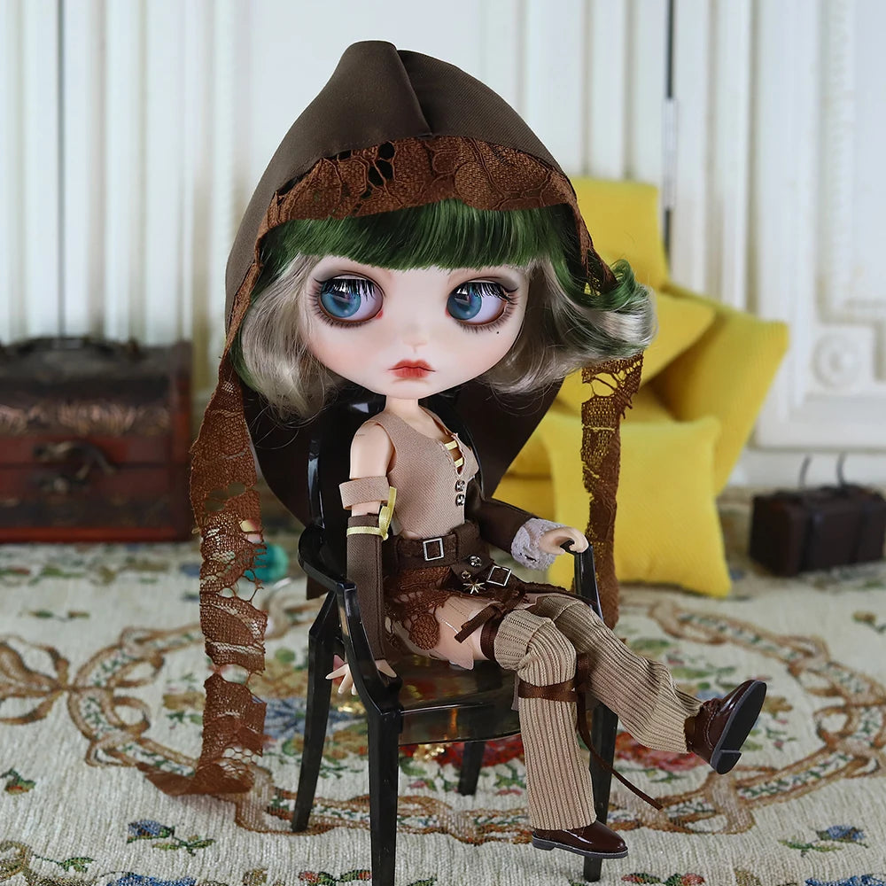 Gothic Blythe Puppe 1/6 mit kurzen Haaren und Zubehör – Bild 2