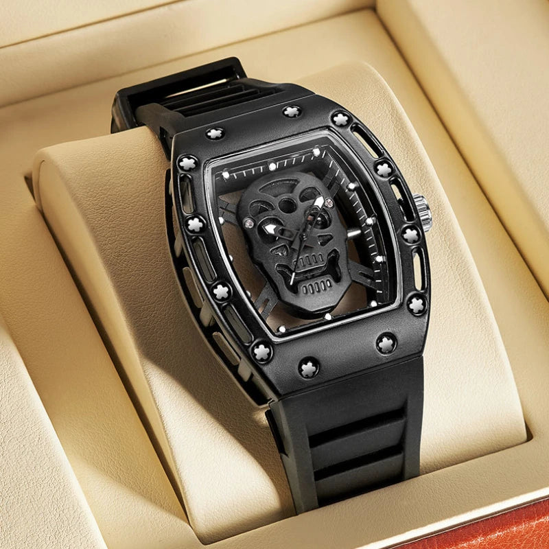 Gothic Herren Uhr mit Totenkopf Design – Wasserdicht Quartz
