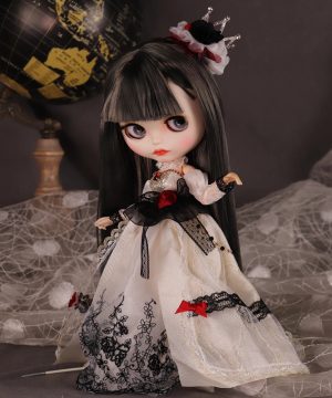 Gothic Blythe Puppe mit grauen Haaren & matter Haut 1/6 BJD