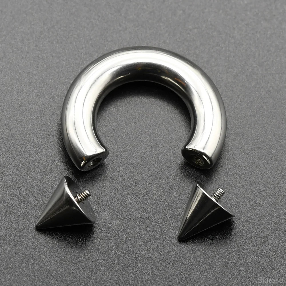 Gothic Edelstahl Piercing Ring für Septum & Brust 0G 00G – Bild 2