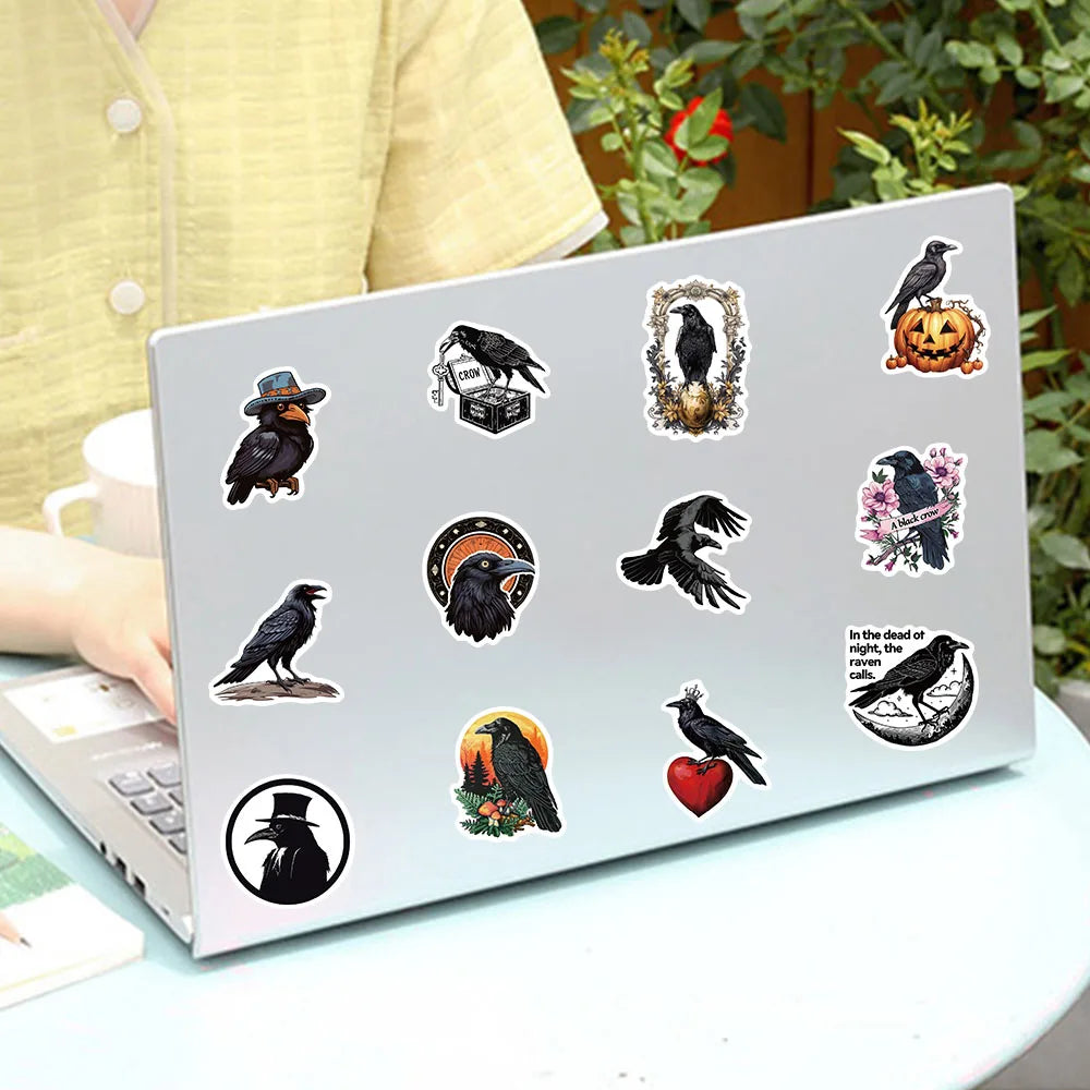 50-teiliges Gothic Sticker-Set mit Krähen und Doktoren – Bild 3