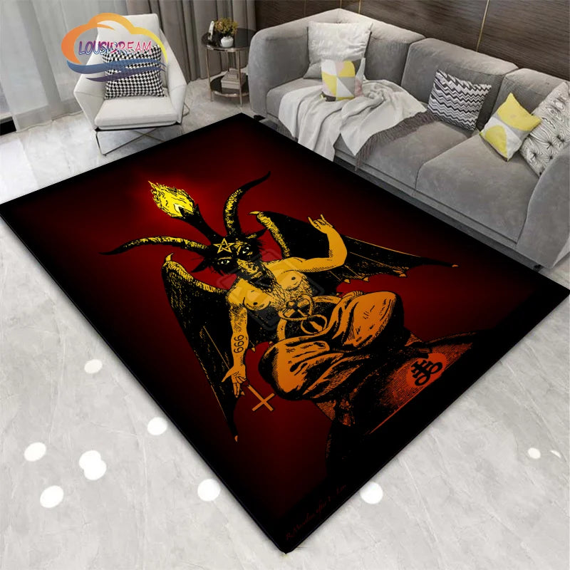 Gothic Teppich mit satanischem Schädel & Pentagramm Design – Bild 12