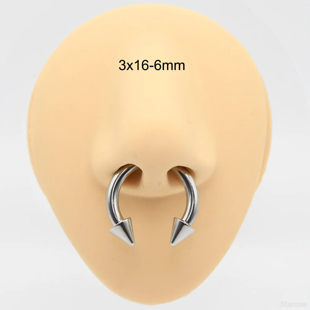 Gothic Edelstahl Piercing Ring für Septum & Brust 0G 00G – Bild 3