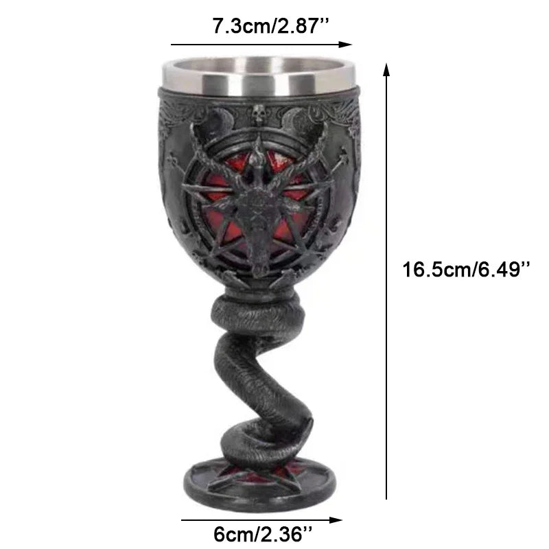 Gotischer 3D-Pentagramm-Bierkrug aus Harz und Stahl – Bild 3
