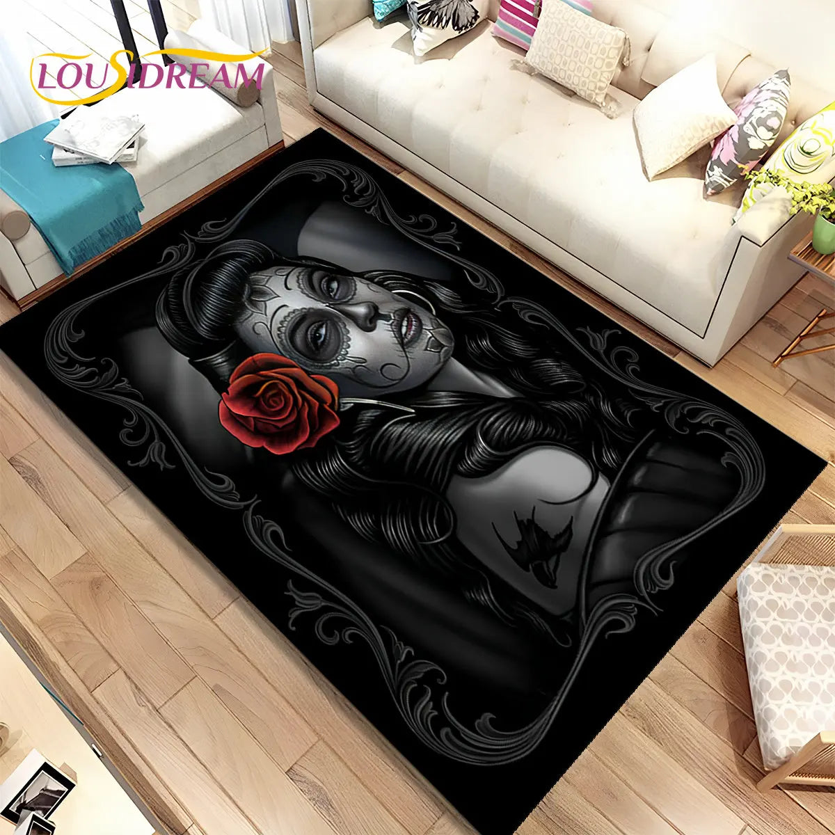 Gothic Horror Totenkopf Teppich für Wohnzimmer & Sofa – Bild 13