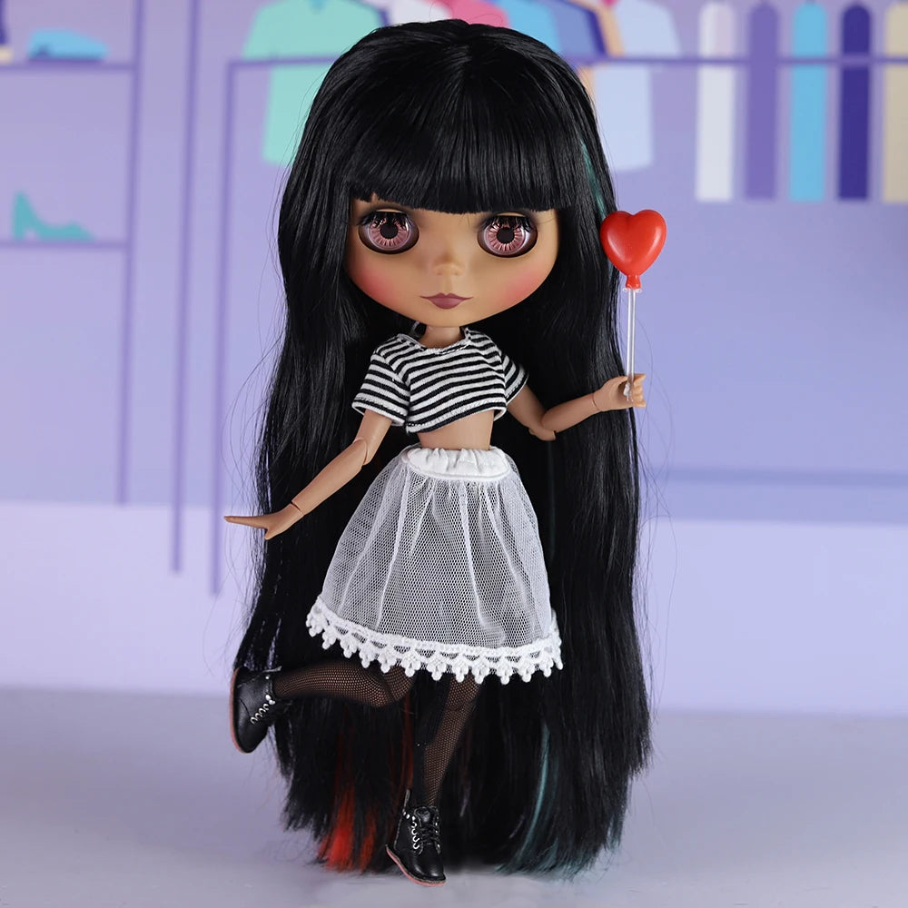 Gothic Blythe Puppe 30cm mit Schlafaugen und Gelenken – Bild 5