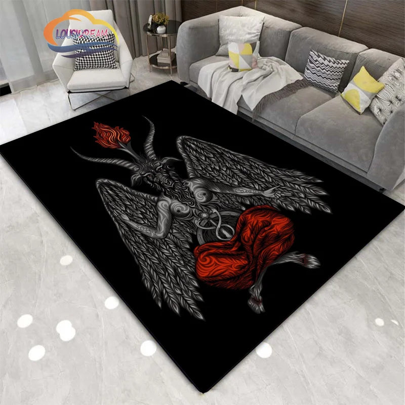 Gothic Teppich mit satanischem Schädel & Pentagramm Design – Bild 8