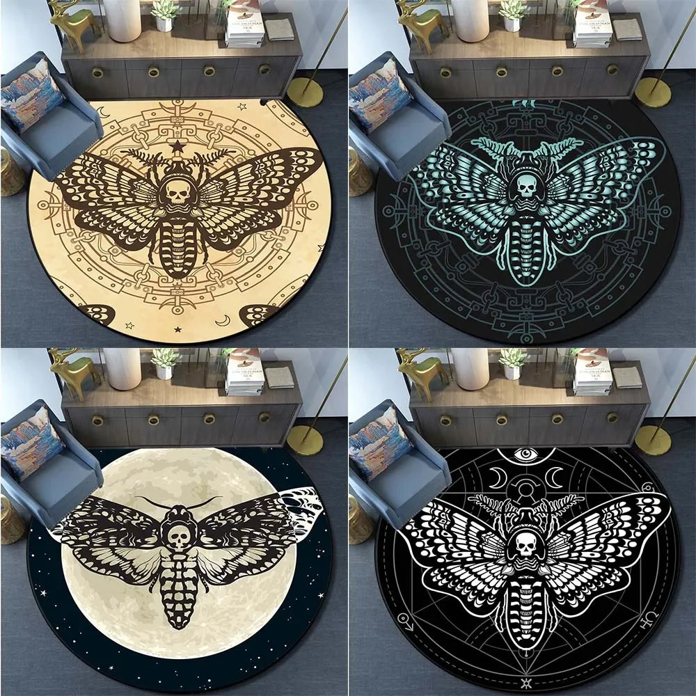 Gothic Totenkopf & Death Moth Teppich für Wohnzimmer