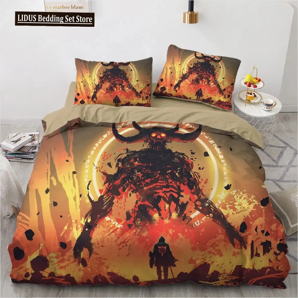 Gothic 3d Totenkopf Bettwaesche Set Mit Daemonenmotiv