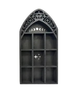 Gothic Wandregal aus Holz für Kristalle und Dekoobjekte