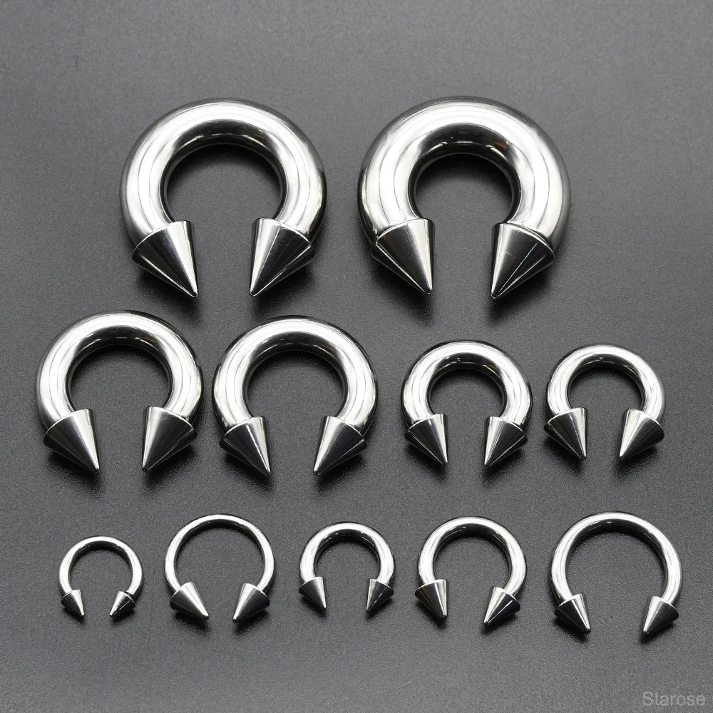 Gothic Edelstahl Piercing Ring für Septum & Brust 0G 00G