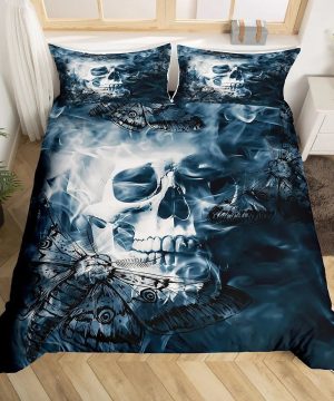Gothic Bettwaesche Set Mit Totenkopf Im Vintage Stil