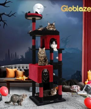 Schwarzer Gothic Kratzbaum 72 Prime Fuer Grosse Katzen Stabil Red Wood Unisex