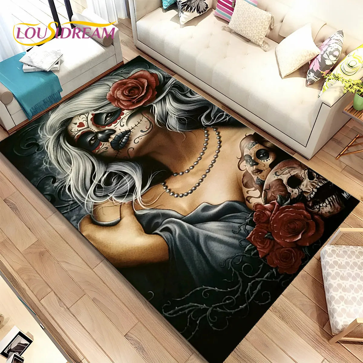 Gothic Horror Totenkopf Teppich für Wohnzimmer & Sofa – Bild 31
