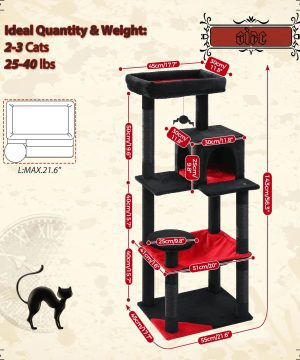 Gothic Kratzbaum Fuer 2 3 Katzen Mit Haengematte Und Hoehle