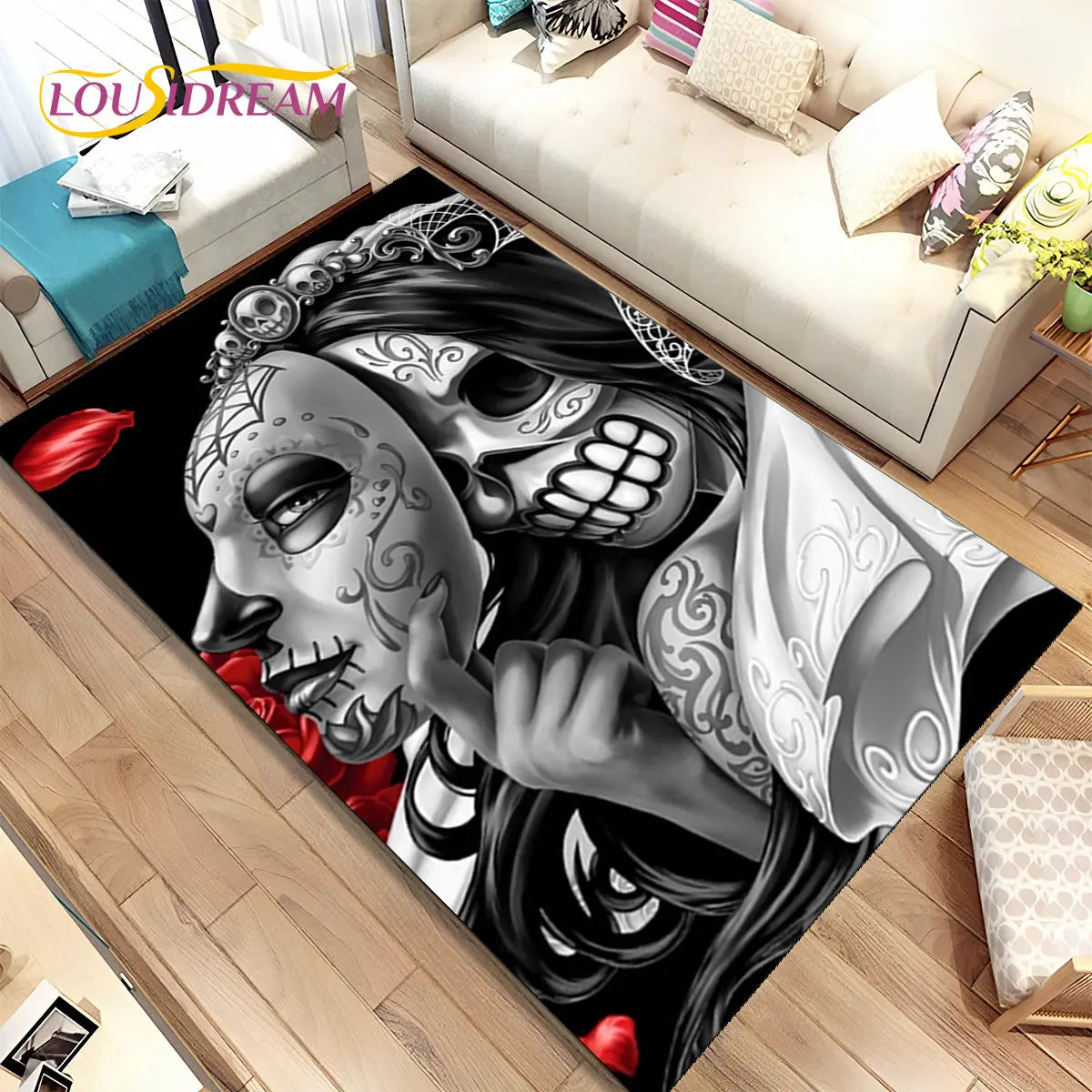 Gothic Horror Totenkopf Teppich für Wohnzimmer & Sofa – Bild 22